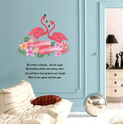 Sk7167 Nordic style wall stickers green leaf lovebird couple flamingo home decoration stickers girls room sweet love sayings home