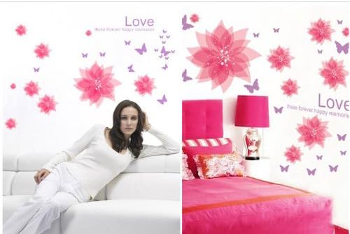 DM570077 Love these forever happy memories pink flower Vinyl Home room Decor Removable DIY Art WallPaper Wall Sticker