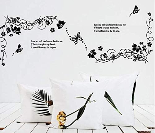 Butterfly Wall Sticker Black Vinyl Wall Art Floral Wall Paper PVC Removeable Wall Decor AY-817