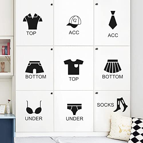 Ay1101 Nrkin Clothing Label Sticker | Removable Wardrobe Wall Clothing Classification Decor, Creative Life Label Vinyl Sticker for Adults, Female, Male, Children, Bedroom