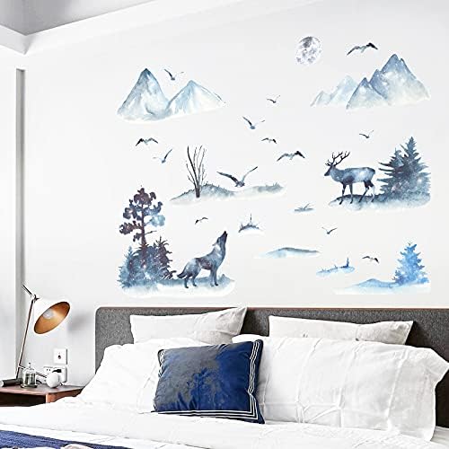 Wall Sticker Wall Decal Wall Decal Kids Bedroom Children's Room (Blue Forest size 60x90  hm92069