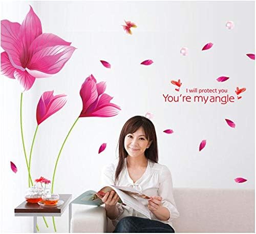 Removable Romantic Pink Orchid 3D Wall Paper For Home Decor, Waterproof Wallpaper For Living Room Baby Kids Girls Bedroom Decorative, Diy Wall Sticker, Wall Decals size 60x90 ay9277