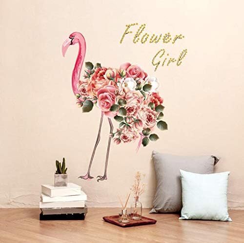 Sk7166 Flamingo Vector Wall Decal Peel and Stick Animals Wall Decals Decorative Wall Mural Wallpaper for Bedroom Bathroom Pink