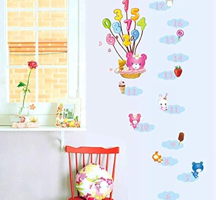 Ay7116 Bear balloon candy digital height stickers kids rooms decor diy art decals poster removable pvc measuring wall sticker
