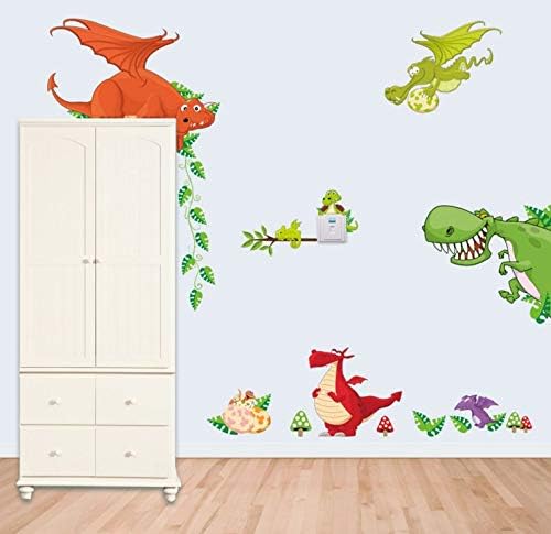 Cartoon Dinosaur World Self-Adhesive Paper Wardrobe Animal Children Room Decorative Wall Stickers-