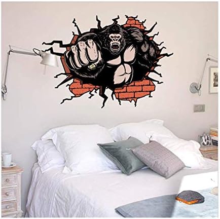 Gorilla Break Up The Wall 3D Wall Sticker Home Decor Kids Bedrooms Animal Funny Wall Decal