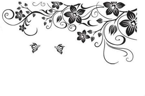 jm7107AB Removable Vinyl Diy Black Nursery Flowers Vine and Beautiful Butterfly Wall Corner Decals Wall Sticker