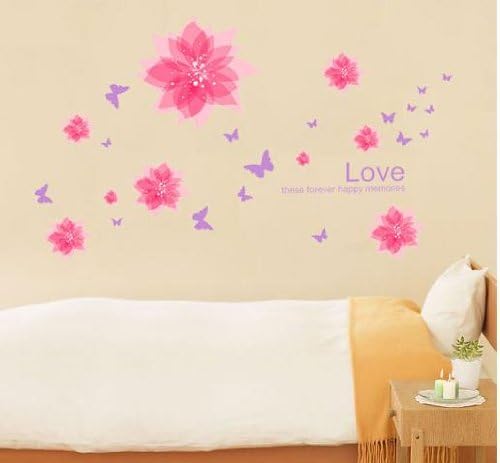 DM570077 Love these forever happy memories pink flower Vinyl Home room Decor Removable DIY Art WallPaper Wall Sticker