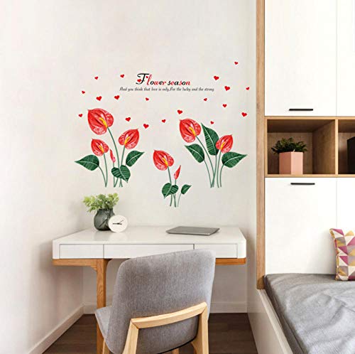 Anthurium Flower Wall Sticker DIY Bedroom Bedside Artistic Background Wall Decor Wall Decals Home Decor