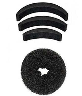 Hair Accessories (Hair Puff And Hair Donut) Combo For Women And Girls,20 gram, Black, Pack of 2