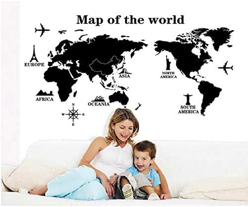 DM570182 Map of the World Living Room Bedroom Background Decorative Painted PVC Wall Sticker