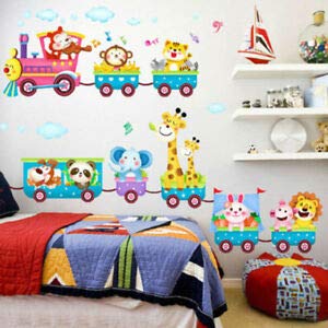 Cartoon Animals Train Wall Stickers XY1125