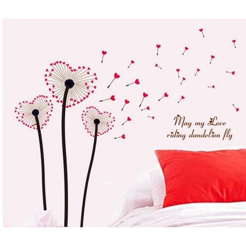 Wall sticker, heart-shaped dandelion, cotton, wall sticker Ay6026