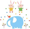 Ncs0035 Cartoon elephant and rabbit wall stickers, suitable for living room bedroom kids room