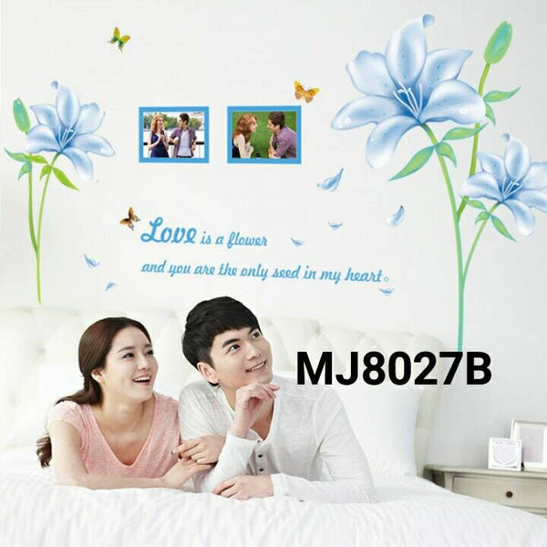 Wall Sticker / Wall Stiker / Stiker Dinding Bunga Biru MJ8027B