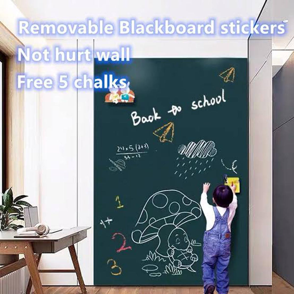 Reusable Self-Adhesive Chalkboard Wall Decal - Easy Erase, Durable PE Material for Home & Office Use, Black/Green