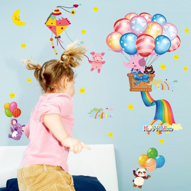 WALLSTICKER/WALL STIKER 50X70-SK7020-CUTE FLYING BALLON