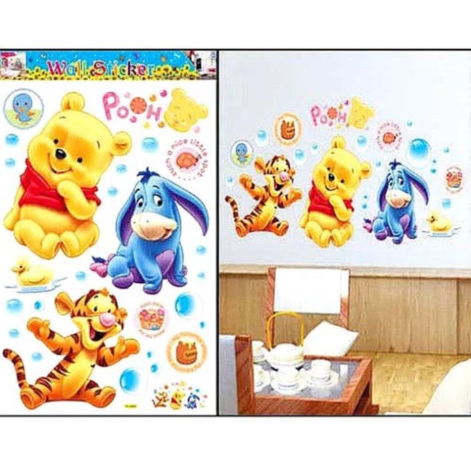 3D Baby Bear cartoon Winnie Pooh HOME bedroom decals wall stickers for kids rooms wall decals nursery party supply gifts poster HL6850  Size 60x90 cm