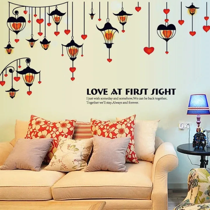 ACIL WALL STICKER LAMPU GANTUNG LAMPION HATI LOVE FIRST SIGHT SK9147