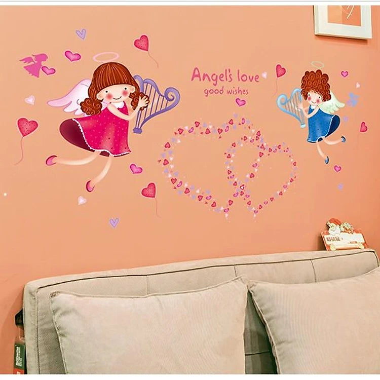 Decorative wall decal love angel and romantic heart XH4152