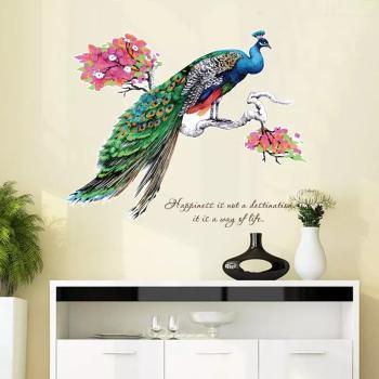 Peafowl Tree branches Home Decor adesivo de parede Art Decals 3D DIY Wall paper decoration for Kids Rooms flowers Wall Stickers sk9153
