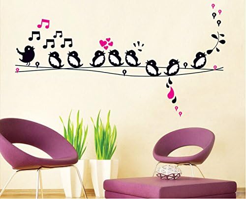 DM570024 love Birds Music Wall Sticker House Wall Sticker Removable Living Room Wallpaper Bedroom Kitchen Art Painting Sticks PVC Window Door Hanging and 3D Frog Car Sticker Gift