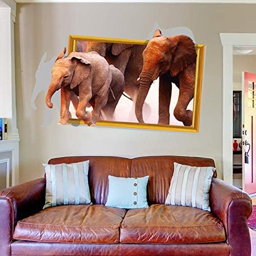 Removable 3D Background Elephant And Baby Elephant Living Room Bedroom Decorative Wall Stickers