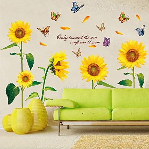 LM868 Sunflower butterfly Wall Stickers Wall Decals