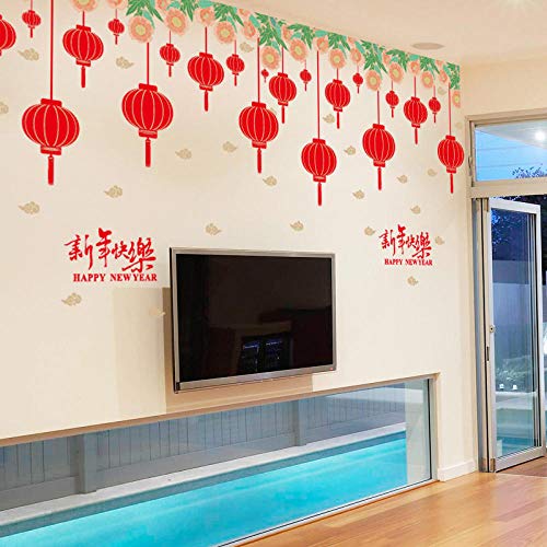 Christmas wall sticker mural SK9250 Lantern Year's Day Window Glass Sticker Door Sticker