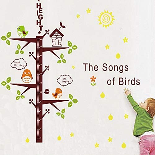 Cartoon Vogelhoogte Meting voor Kinderen Groeidiagram Muurstickers Kleuterschool Kamer Decoratie Verwijderbare Vinyl Poster Stickers  size 60x90 dlx6016