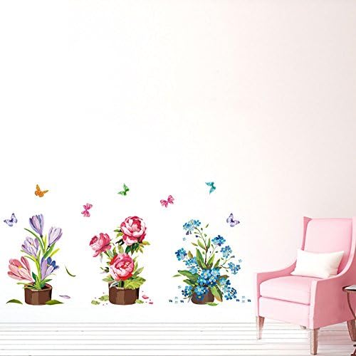 Various Colorful Flowers Tulip Peony Peel and Stick Removable Vinyl Wall Decals for Window Bedrooms Living Rooms Kids Rooms Nursery size 50x70 xls7105
