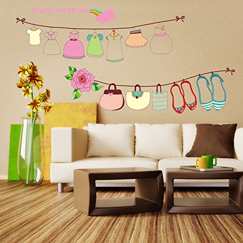 Mr.S Shop Living Room Sofa Bedroom Background Decorative Wall Stickers Creative Clothesline Beautiful Women Sticker size 50x70 xls7103