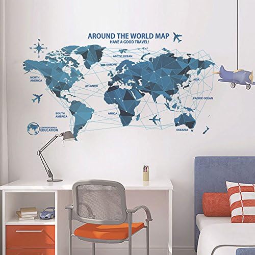 Kay Lara Wall Sticker World Map Stylish Wallpaper Sticker Removable DIY Wallpaper Sticker size 60x90  xh0960c