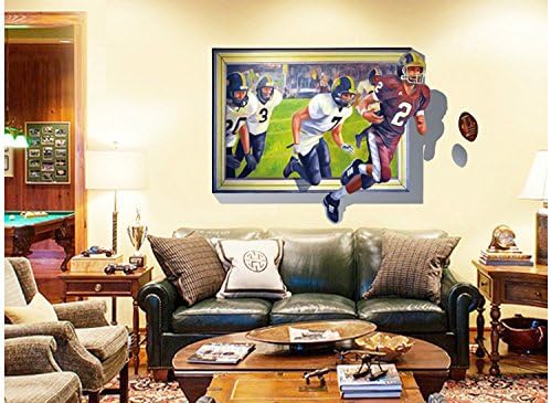 Winahppyhome 3D Fake Window Rugby Sports Wall Stickers