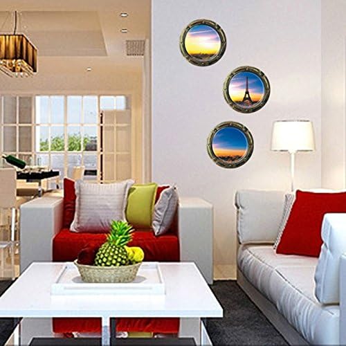 Kei Lara Trick Art Wall Sticker Window [Scenery from Round Window] Stylish Wall Sticker Removable DIY Wallpaper Sticker