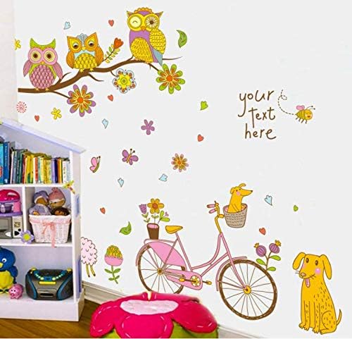 DIY Removable Tree Branches Cartoon Bicycle Flower Sheep Dog Owl Art Mural Vinyl Waterproof Wall Stickers Kids Room Decor Nursery Decal Sticker