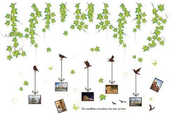 BEST OF BEST Leaves Bird Photo Frame Wall Sticker Home Decal Removable PVC Murals Wallpaper Girls Boys Kids Baby Nursery Bedroom Living Room Bathroom Kitchen Window Playroom Decor zize 60x90 xl8331