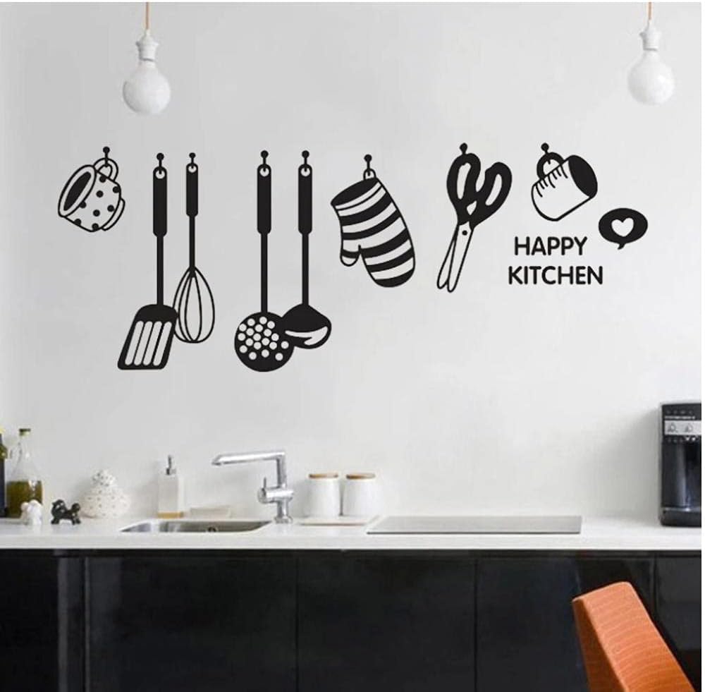 Kitchen Wall Stickers Design Cook Utensils Home Decoration Restaurant Refrigerator Self-Adhesive Vinyl Wall Decals size 57x22cm ay6017b
