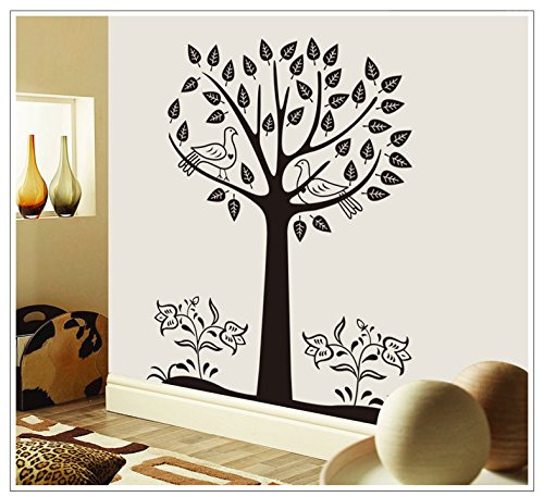 Oren Empower 90 cm Black Decorative Bird Tree Wall Sticker Self Adhesive Sticker  size 60x90 ay9105