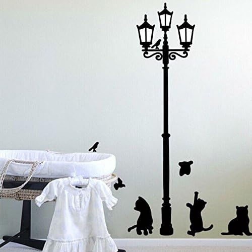 Generic PVC Cat Print Home Living Room Self Adhesive Wall Sticker 70 x 50cm Black White