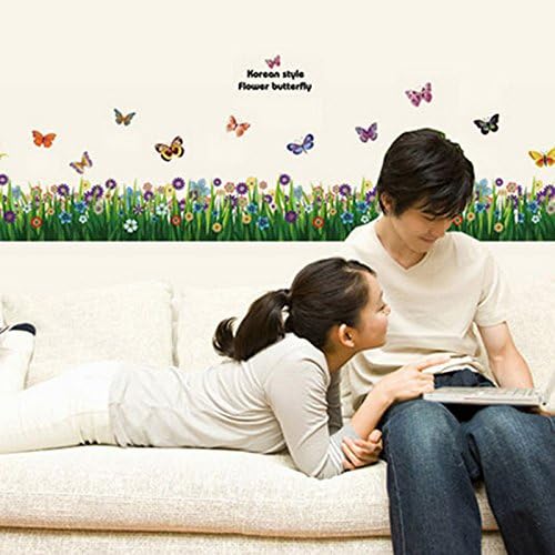 Amazingdeal365 Butterfly Grass Flower Stickers Removable DIY Vinyl Quote Wall Stickers for Nursery Nursery School Size:Approx.163cm x 50cm