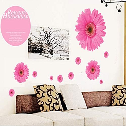 AM022 Wall Sticker Pink Daisy Flowers Wall Decals Home Decor