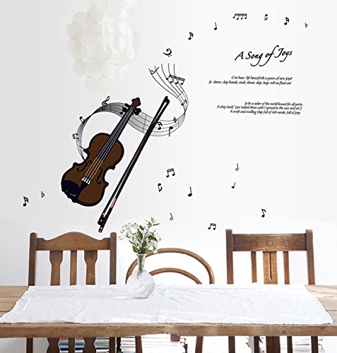 Violin wall stickers Musical decoration music musician minstrel decoration kids room decoration AY7180