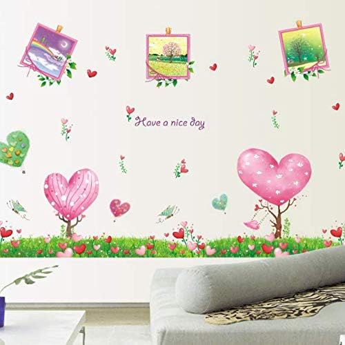 Cartoon Green Tree Grass Love Photo Frame Flower Wall Sticker Wall Decals Home Decoration Wallpaper size 50x70 xls7081