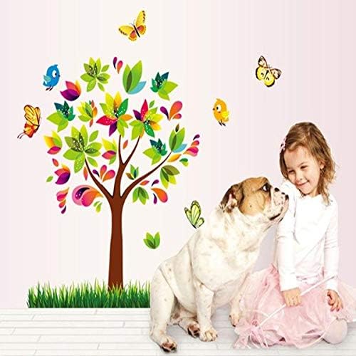 Mj9007 Wall Sticker Colorful Butterfly Tree Bird PVC Wallpaper Art Home Decal for Kid's Room