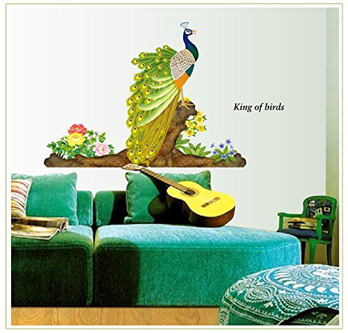 JAAMSO ROYALS Beautiful Peacock Peel and Stick Self Adhesive Wall Sticker Mj9012