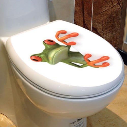 1Pcs Toilet Lid Covers Sticker Green Frog Funny Bathroom Toilet Seats Decorative Decal Car Toilet Seat Sticker Toilet Seat Clear 17cm x 18cm