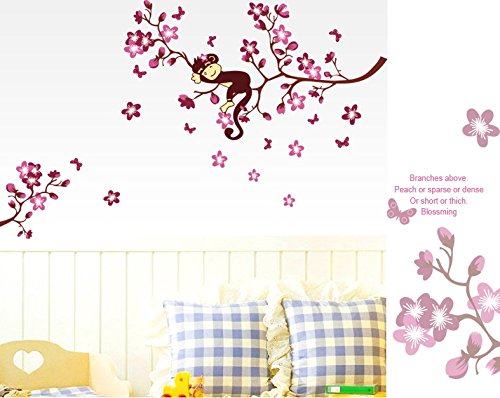 Asmi Collections PVC Wall Stickers Cute Monkey on a Tree Branch AY7020