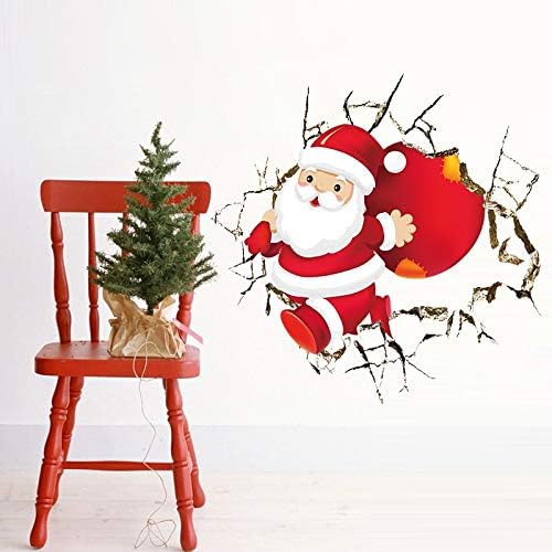 NC1370       Wall Stickers for Room Decor Cartoon Breaking Santa Claus Mural Art Home Decals Posters Kids Bedroom Xmas Decorations