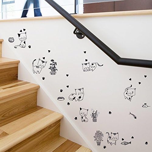 Cartoon Cute Cat Kitty Life Vinyl Wall Stickers For Kids Rooms DIY Home Decor Mural Removable Decals Animal Stickers On The Wall